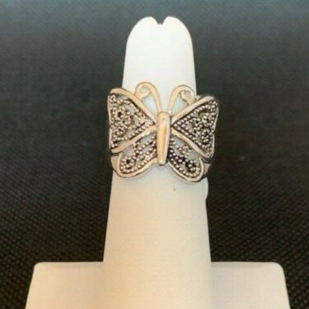 Rs Covenant #1759 Oxidized Butterfly Silver Rhodium Plated Ring Size W/Warranty